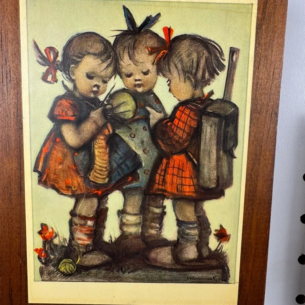 Vintage Hummel Wooden Wall Plaques Set of 2 Mid Century Children Art Decor
